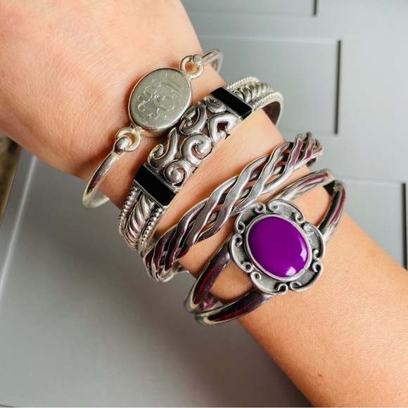 Mexico Sterling Silver Braided Intertwoven Cuff Bracelet - Picture 6 of 10